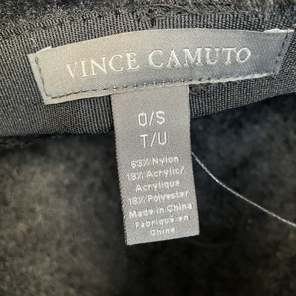 Vince Camuto Black Bucket Hat Womens One Size Fuzzy Nylong Acrylic Blend - Picture 4 of 6